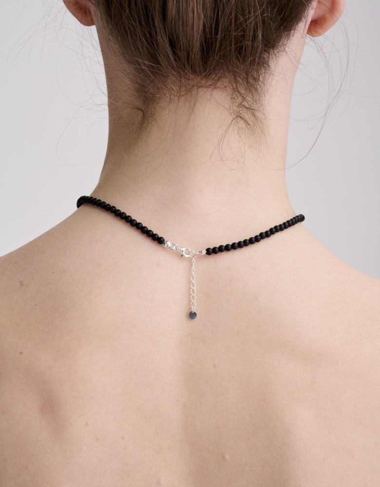 Necklace made of black shungite with a trident