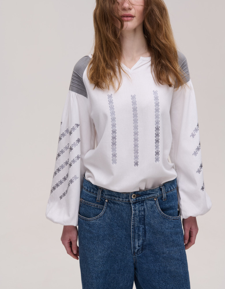 Embroidered Shirt with silver pattern