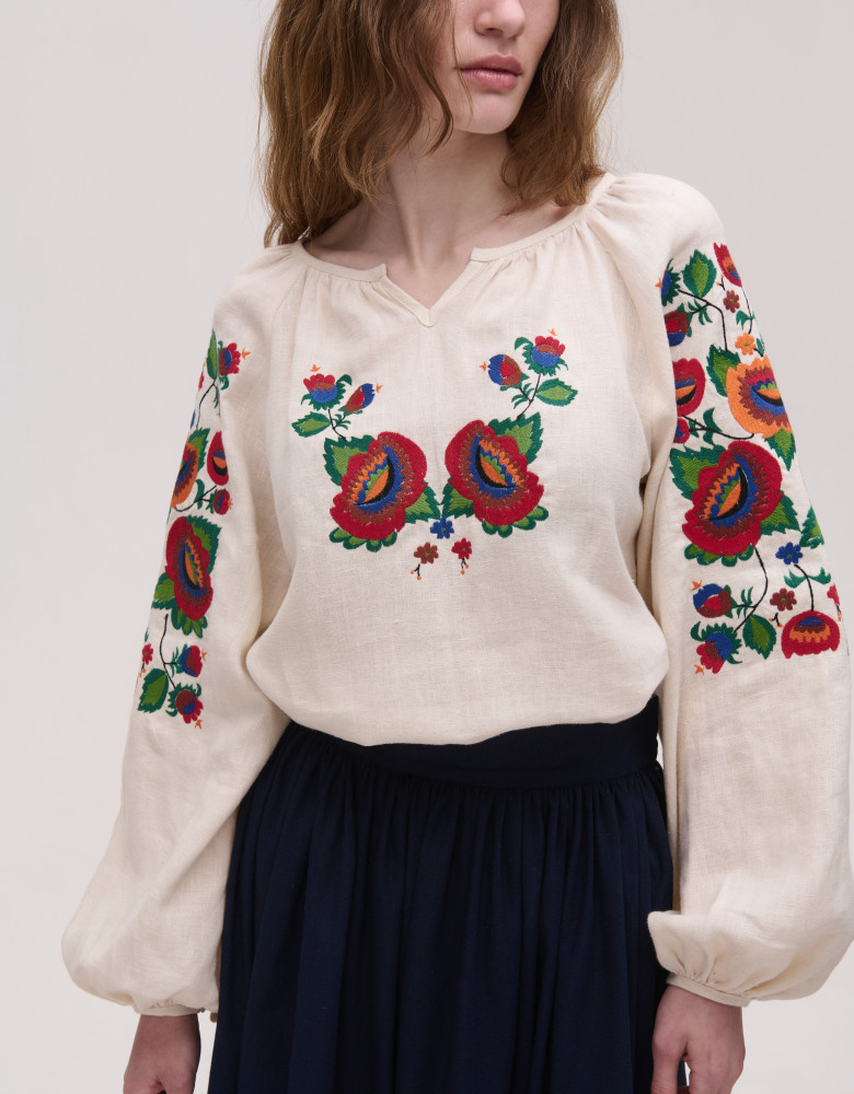 Women's embroidered linen beige Bolekhivskа