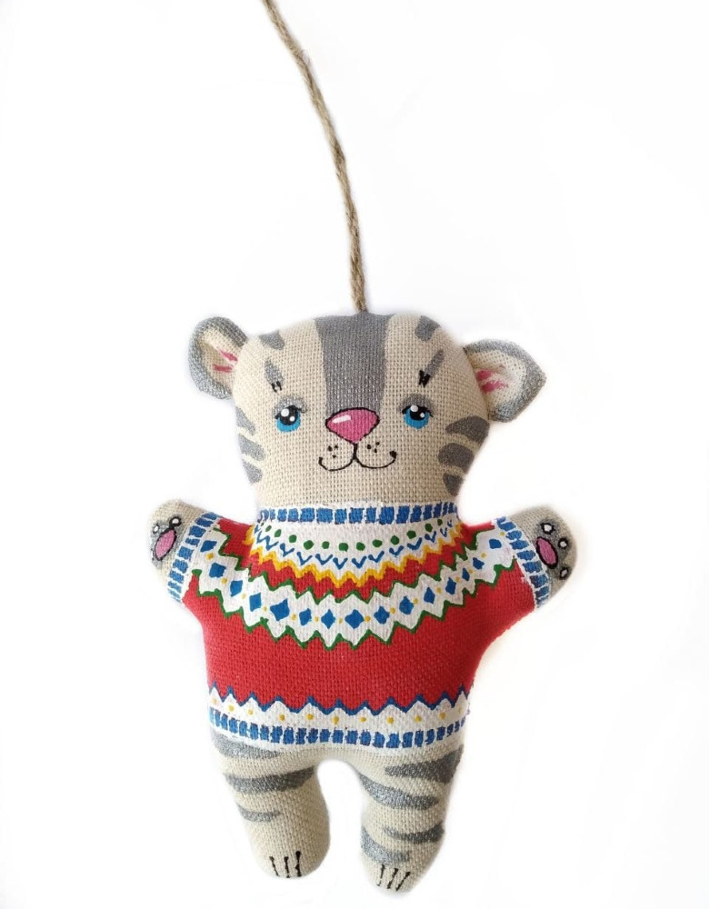 Symbol of the year 2022 A tiger in a Scandinavian sweater