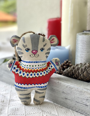 Symbol of the year 2022 A tiger in a Scandinavian sweater