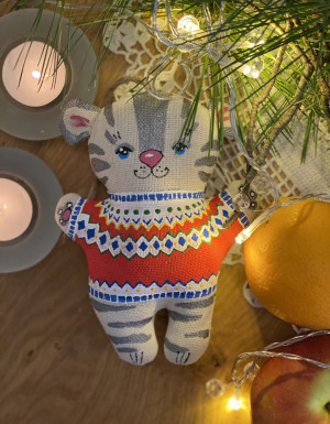 Symbol of the year 2022 A tiger in a Scandinavian sweater