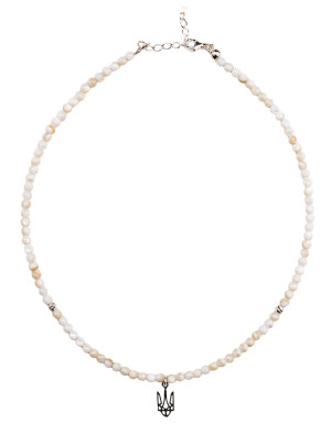 Mother-of-pearl necklace with a trident, silver 925