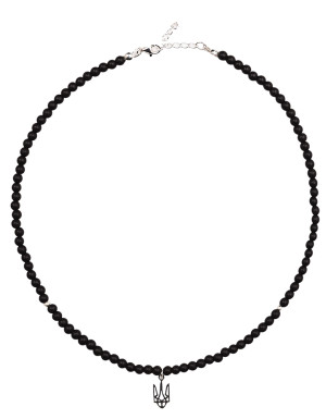 Necklace made of black shungite with a trident