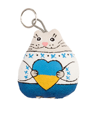 Keychain "Cat with a yellow-blue heart"