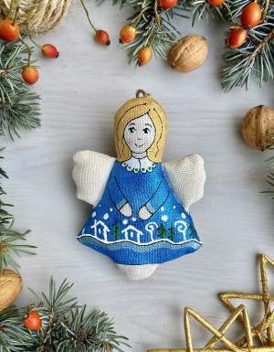 Angel with a winter city