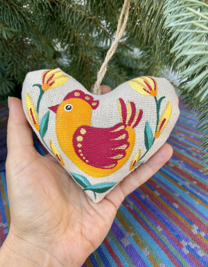Сувенір ванільний "Серце з помаранчевою пташкою"