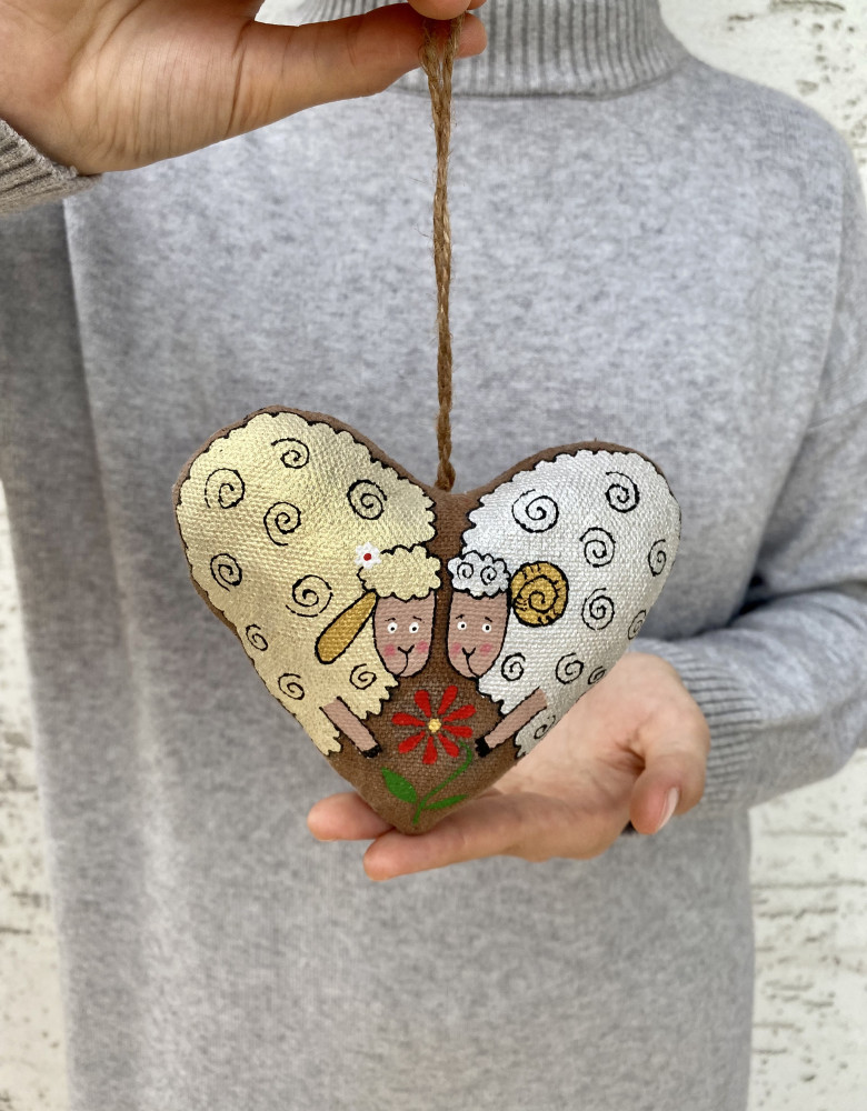 Coffee Heart with Sheep