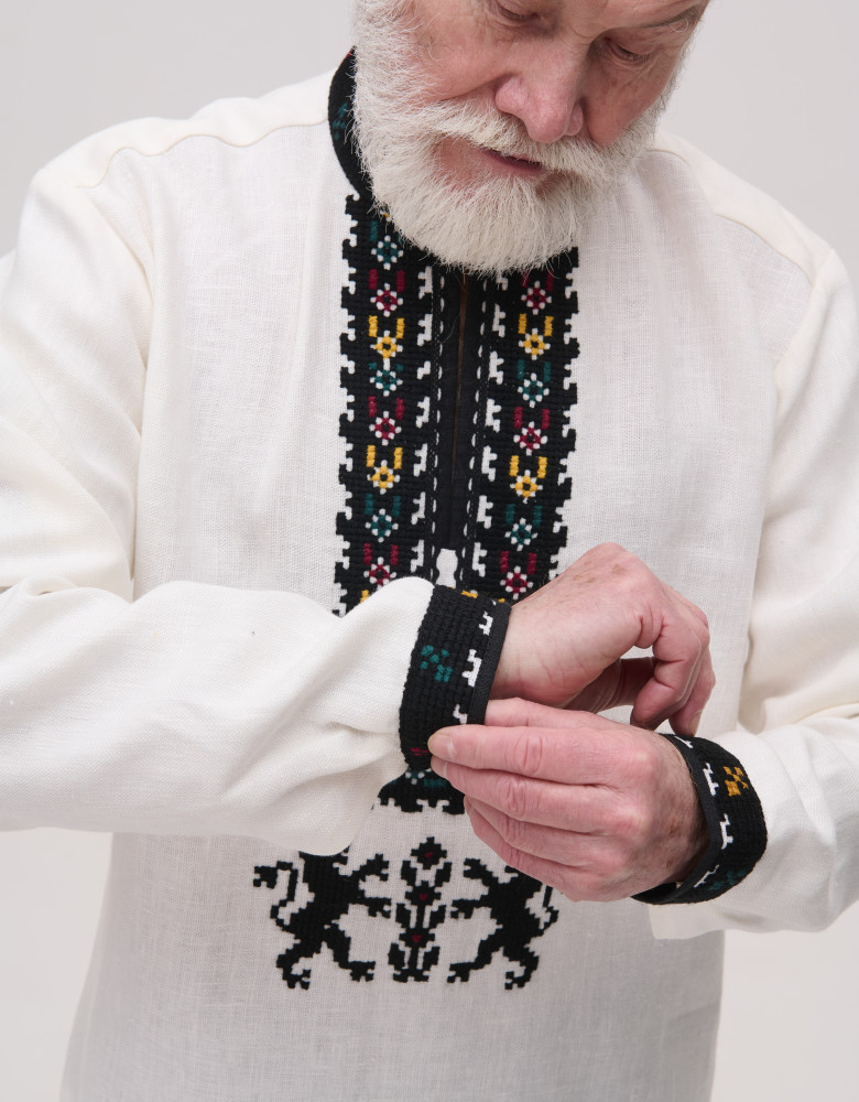 Men’s Linen Vyshyvanka with Hand Embroidery “Lions”