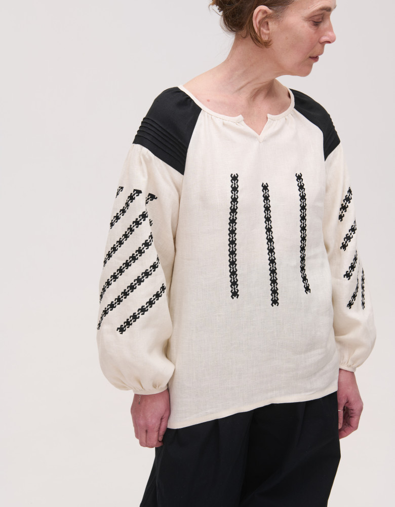 Embroidered Shirt (black beige) Podilya