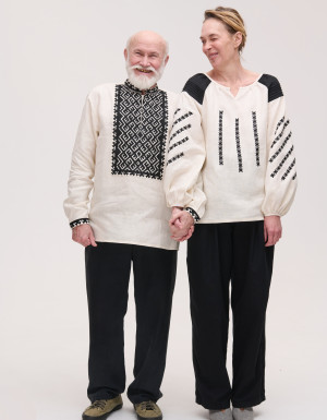 Pair of Podillia beige linen shirts