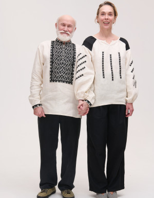 Pair of Podillia beige linen shirts