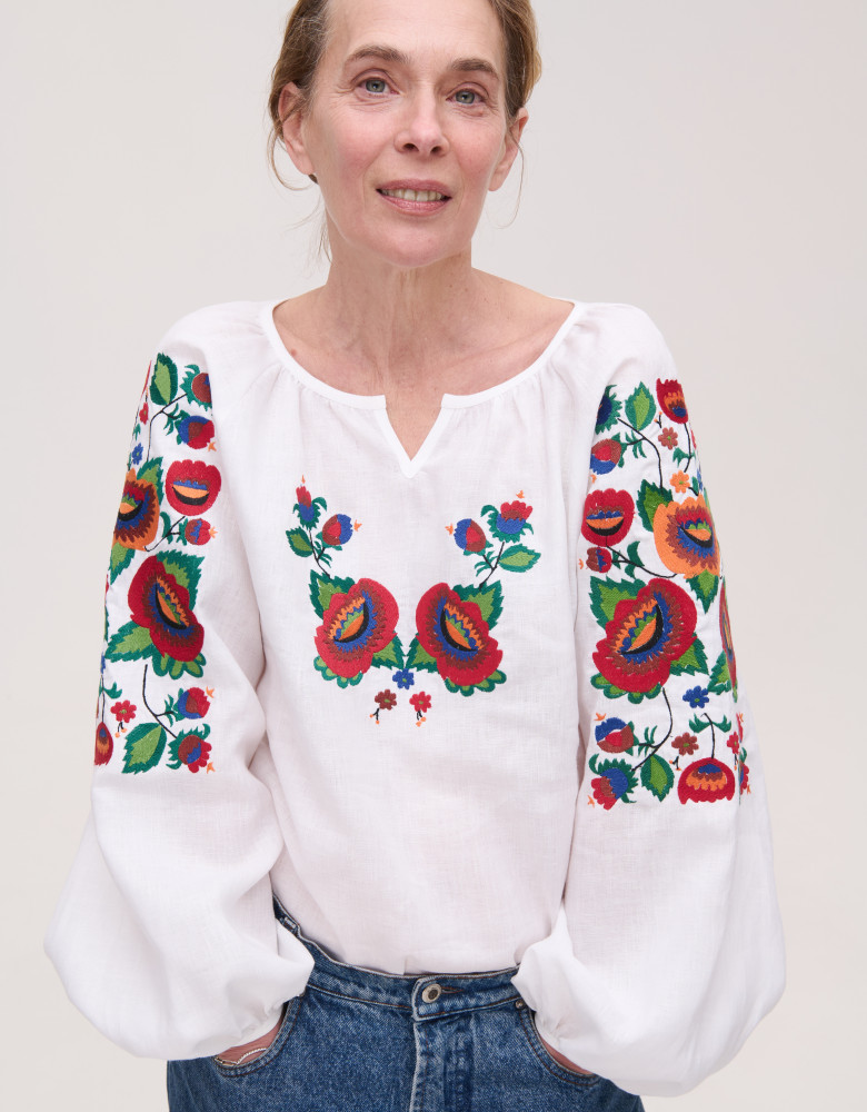 Embroidered Shirt «Bolekhivska» (white linen)