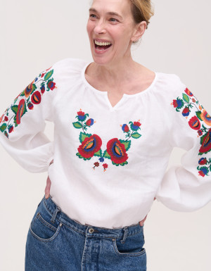 Embroidered Shirt «Bolekhivska» (white linen)