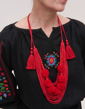 Women's embroidered black linen jacket Yavorivska