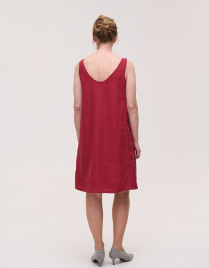 Zirka red linen embroidered dress