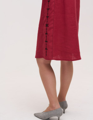  Zirka red linen embroidered dress