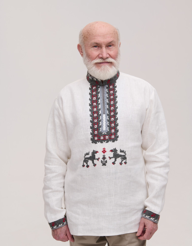 Men’s Linen Vyshyvanka with Hand Embroidery “Wolves”