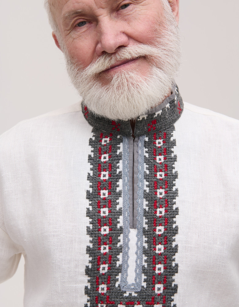 Men’s Linen Vyshyvanka with Hand Embroidery “Wolves”