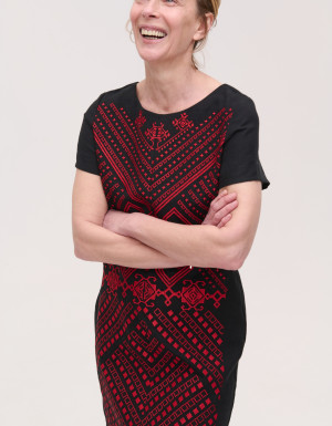 Embroidered dress Trypils'ka (black)