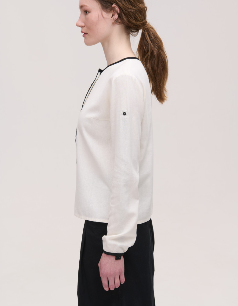 Shirt with Delicate Monochrome Embroidery