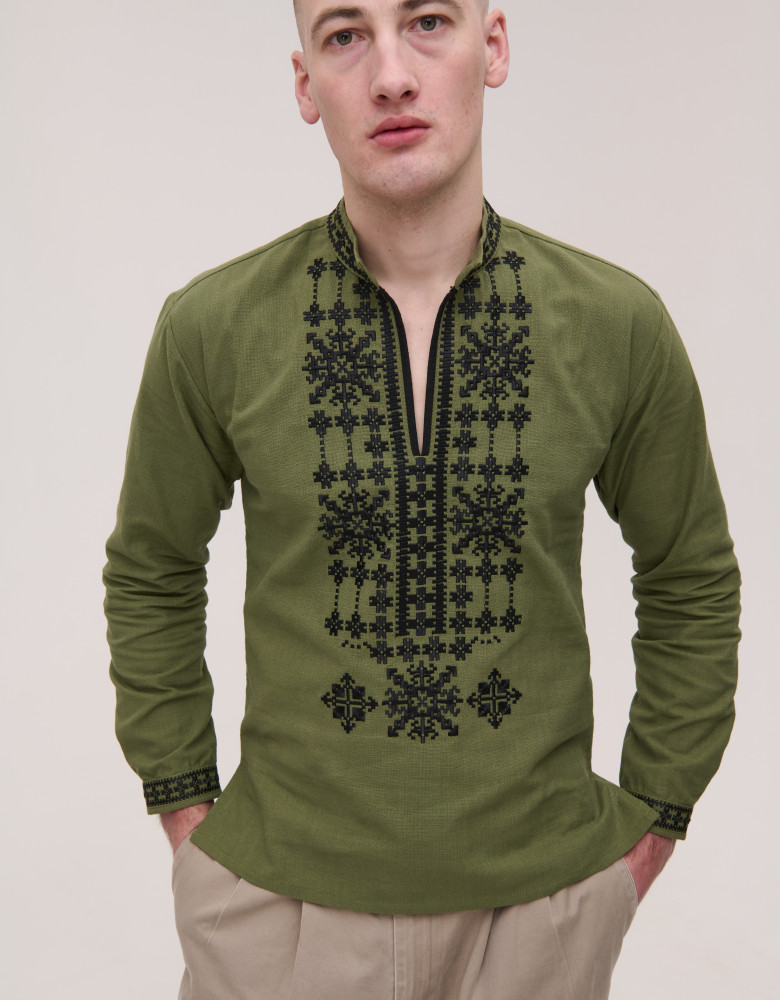  Pair of Nezlamni khaki embroidered shirts