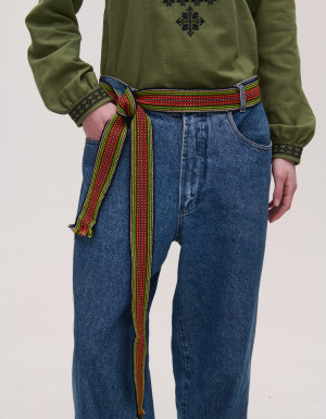 Yellow and light green woven belt