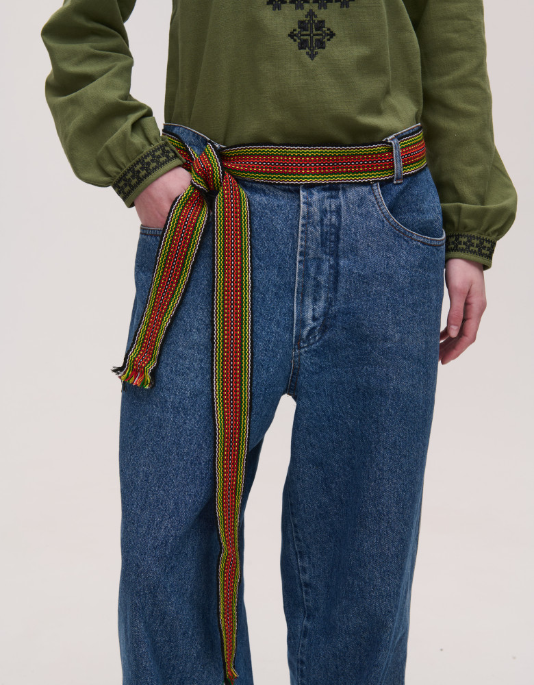 Yellow and light green woven belt