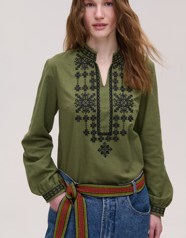  Women's khaki Nezlamni embroidered jacket