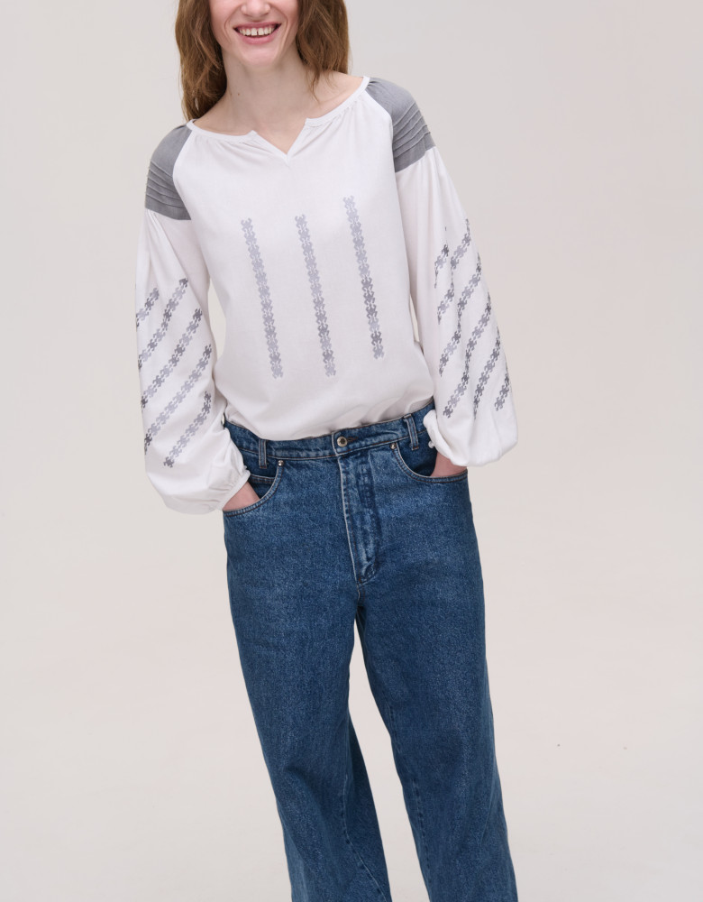 Embroidered Shirt with silver pattern