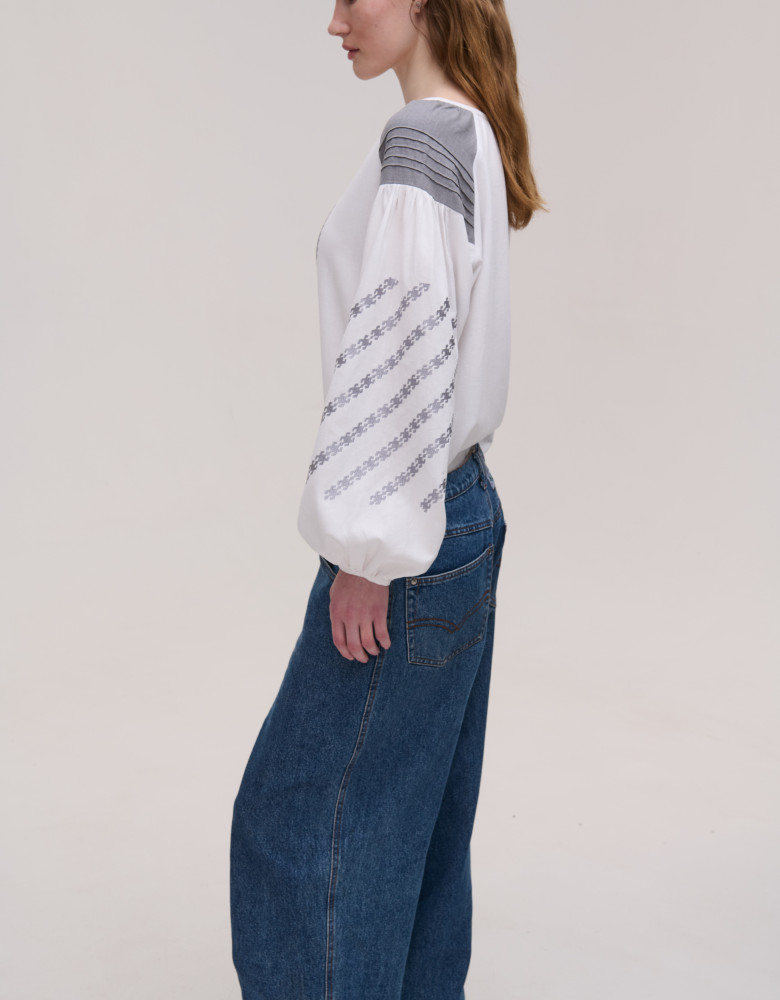 Embroidered Shirt with silver pattern