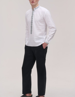 Men's embroidered white linen jacket Barvinok