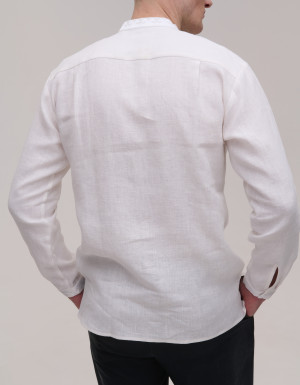 Embroidered Shirt (white linen, white embroidery) Podilya