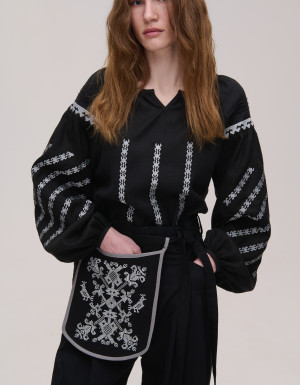 Women's embroidered black linen "Podilliya"