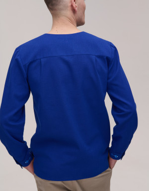 Men's linen shirt 'With Geometric Embroidery'