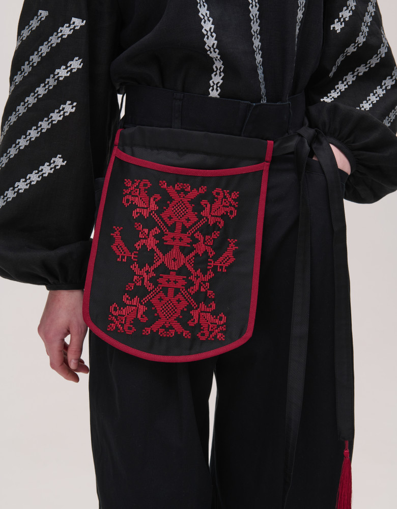 Pouch with Bordeaux Birds