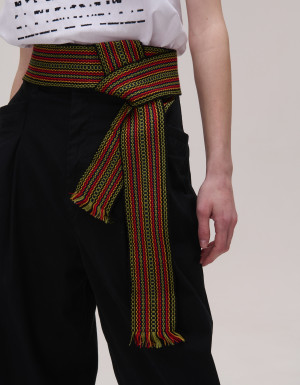 Olive-colored woven belt