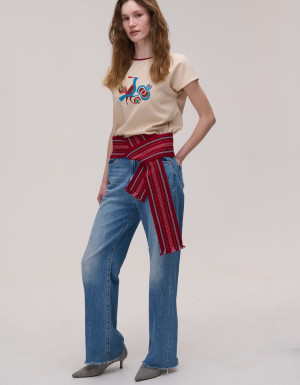 Raspberry-colored woven belt
