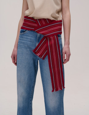 Raspberry-colored woven belt