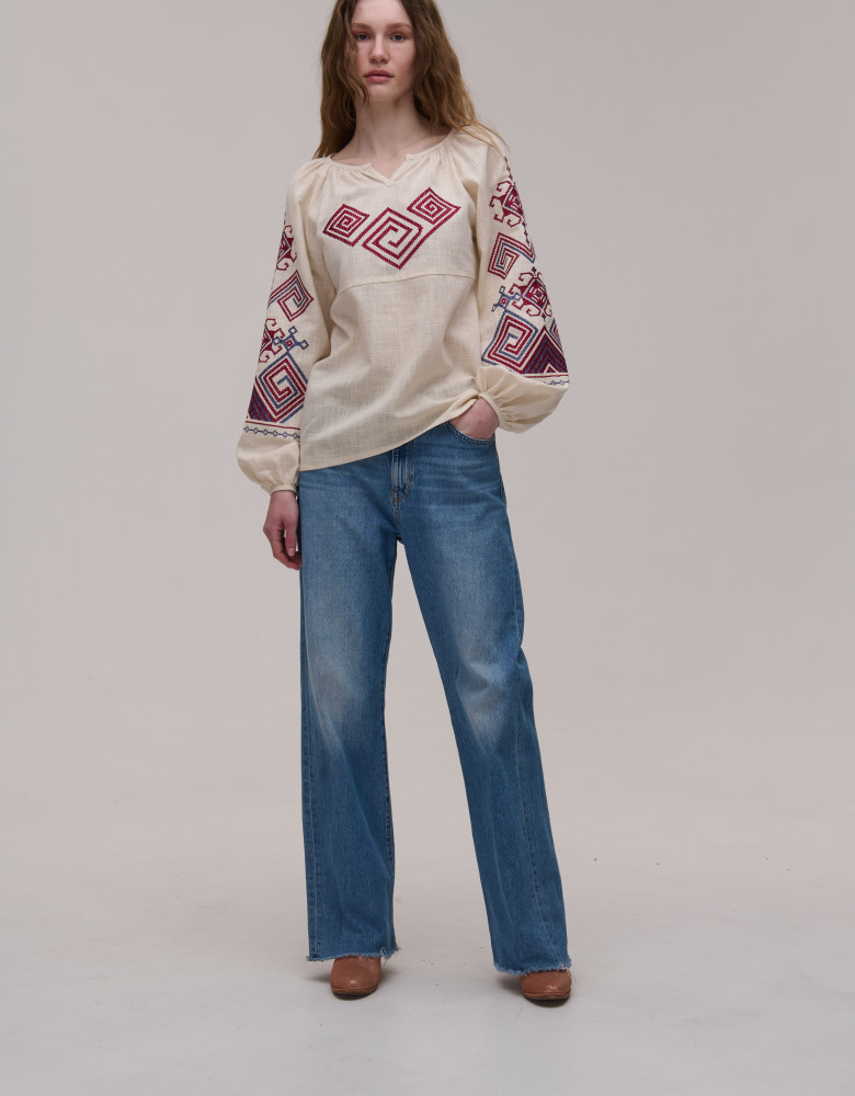 Embroidered Shirt «Infinity» (beige)
