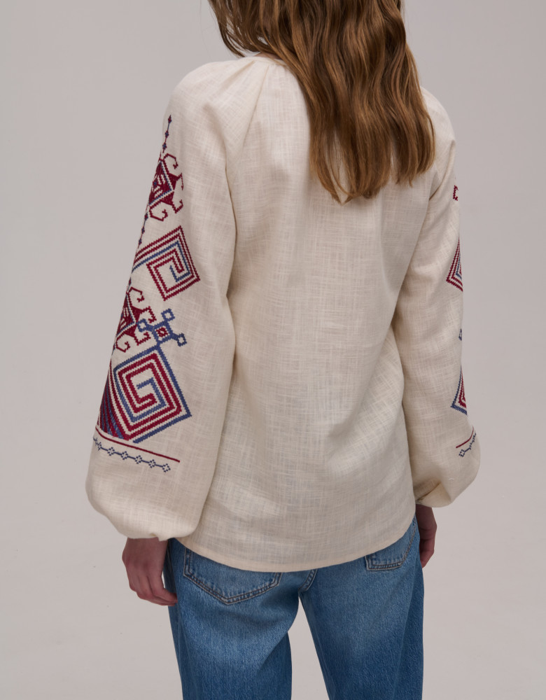 Embroidered Shirt «Infinity» (beige)