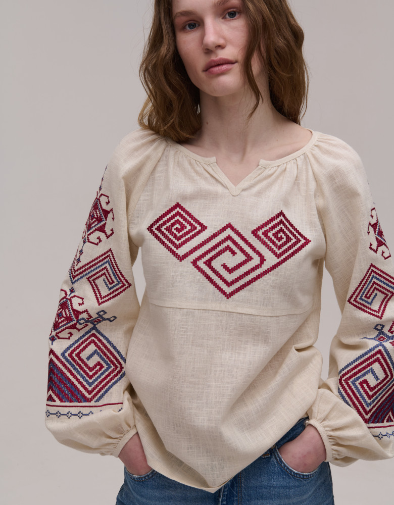 Embroidered Shirt «Infinity» (beige)