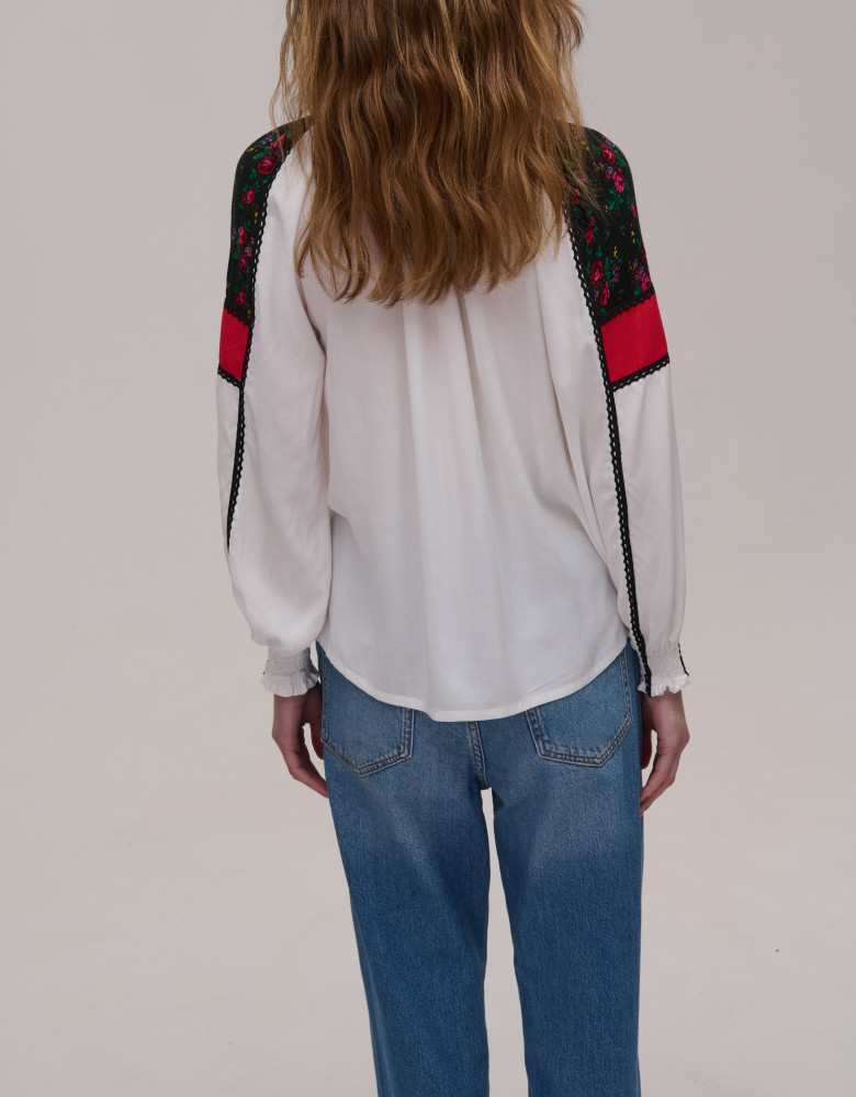 Women's embroidered shirt scarf