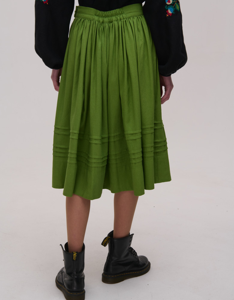 Rozmai green linen skirt