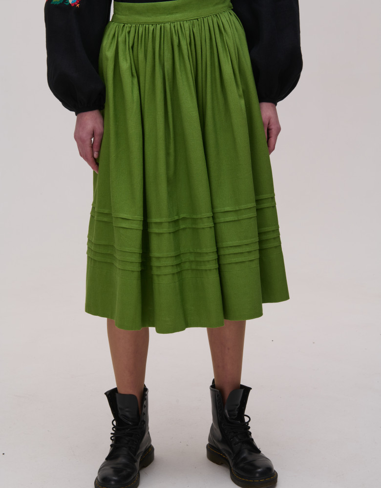 Rozmai green linen skirt