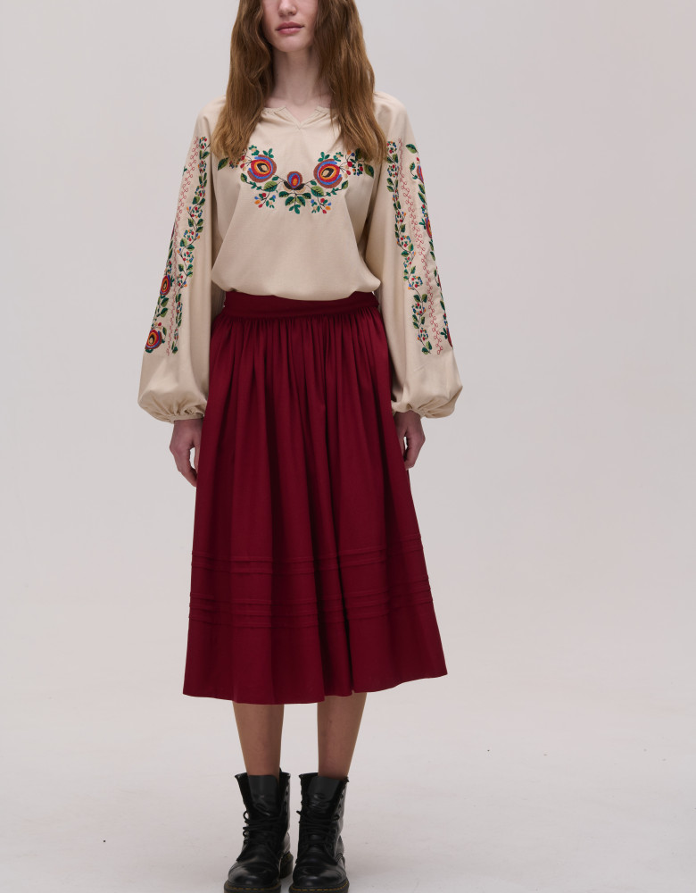 Rozmai burgundy linen skirt