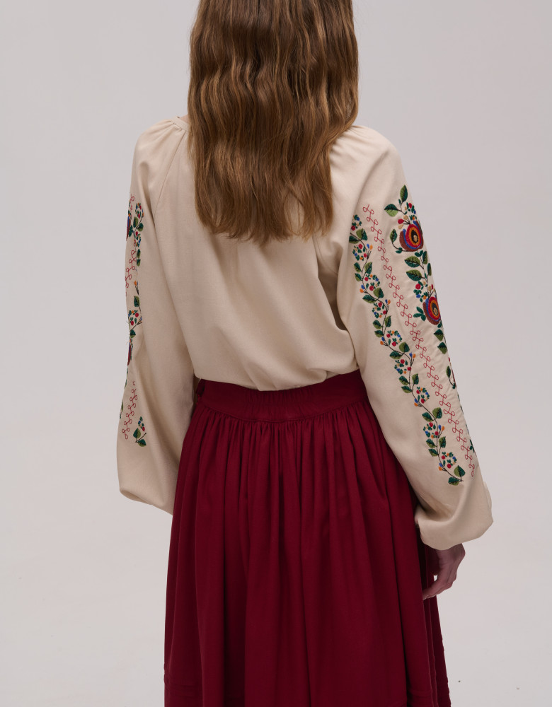WOMEN'S BEIGE LINEN EMBROIDERED JACKET BORSHCHIVSKA