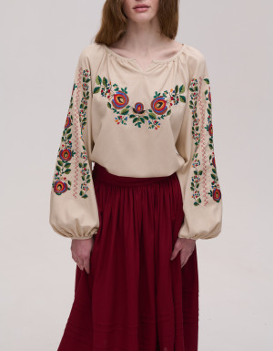 WOMEN'S BEIGE LINEN EMBROIDERED JACKET BORSHCHIVSKA