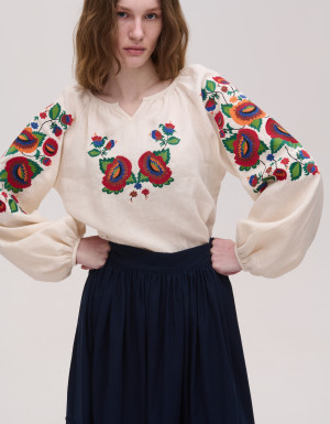 Women's embroidered linen beige Bolekhivskа