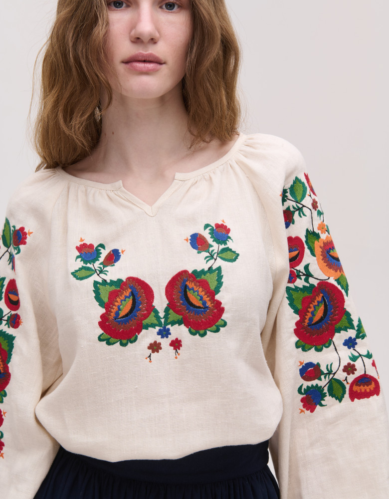 Women's embroidered linen beige Bolekhivskа